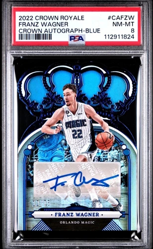 Franz Wagner PSA 8 Auto 2022 PANINI CROWN ROYALE CROWN BLUE #CAFZW MAGIC #d /75 