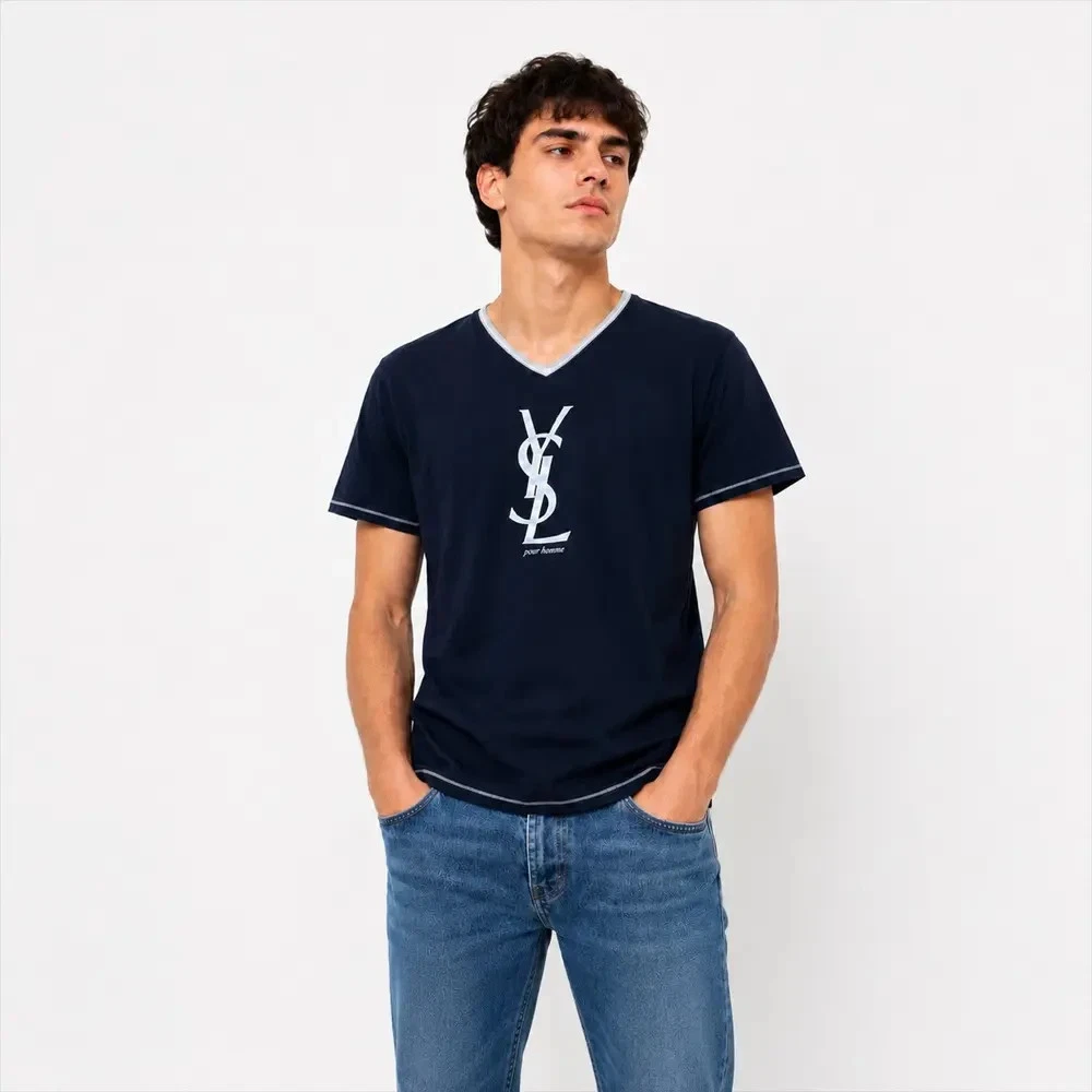 Ysl Logo Shirt In Men's T-Shirts for sale | eBay