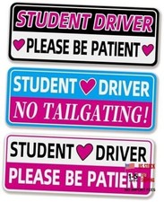 Student Driver Magnet for Car, Colorful New Drivers Magnets, Please 3pcs-pink