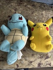 Pokemon Pikachu Squirtle Plush 8" Stuffed Animal Lot In EUC