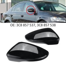 2x Für VW Passat B7 Jetta MK7 Schwarz Glänz Abdeckung L+R Spiegelkappen