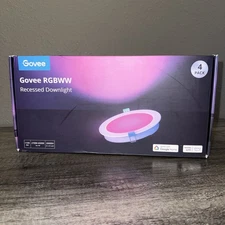 Govee H601A White Wi-Fi Bluetooth RGBWW Smart LED Recessed Downlight Lot Of 4 6"