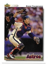 EDDIE TAUBENSEE 1992 UPPER DECK ROOKIE CARD NEAR MINT CONDITION GOLD HOLOGRAM. rookie card picture