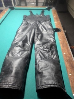 Vintage Leather Yamaha Snowmobile Bib .. Super Good Condition..Size Xl