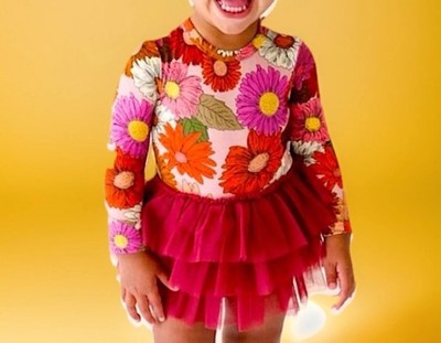 POSH PEANUT   Della Dress 2T W/ Bodysuit 18/24 MOS RARE! Tulle Skirt Bamboo