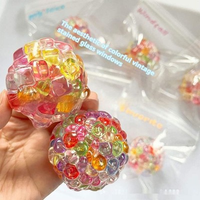 DIY Rainbow Bead Squish Ball Kit   Sensory Stress Relief Fidget Toy