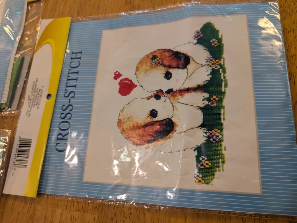 Lote de 3 kits de punto de cruz niño y niña y dos perros lindo hilo kitsch incluido Foto 4 de 4