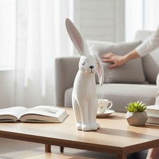 43cm Cute White Porcelain Bunny Rabbit Sculpture Ear Down Single Item