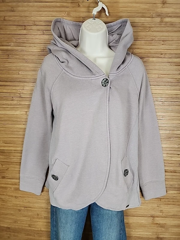 prana organic cotton blend knit swing hooded jacket