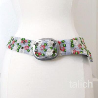 New Jenny Krauss Hyacinth Floral Embroidered Wool Belt 