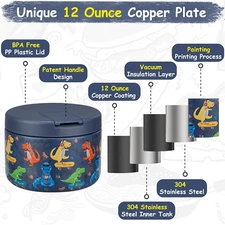 12Oz Insulated Vacuum Food Jar with Buckle Lid Wide Mouth Soup Thermo for Hot...