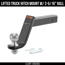 CURT Lifted Truck Hitch Mount 2-5/16 In Ball Pin 2 In Receiver 7.5K lb 6 In Drop