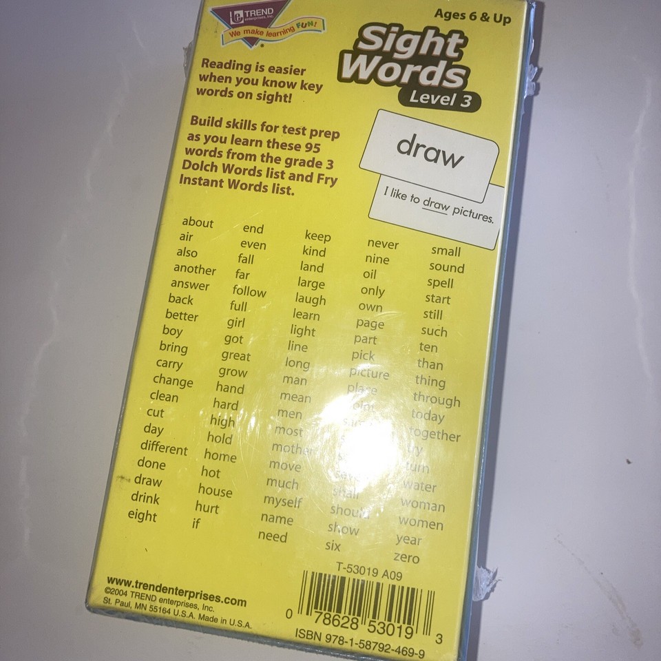 Trend Sight Words Level 3 Flash Cards Dolch And Fry Words Test Prep New