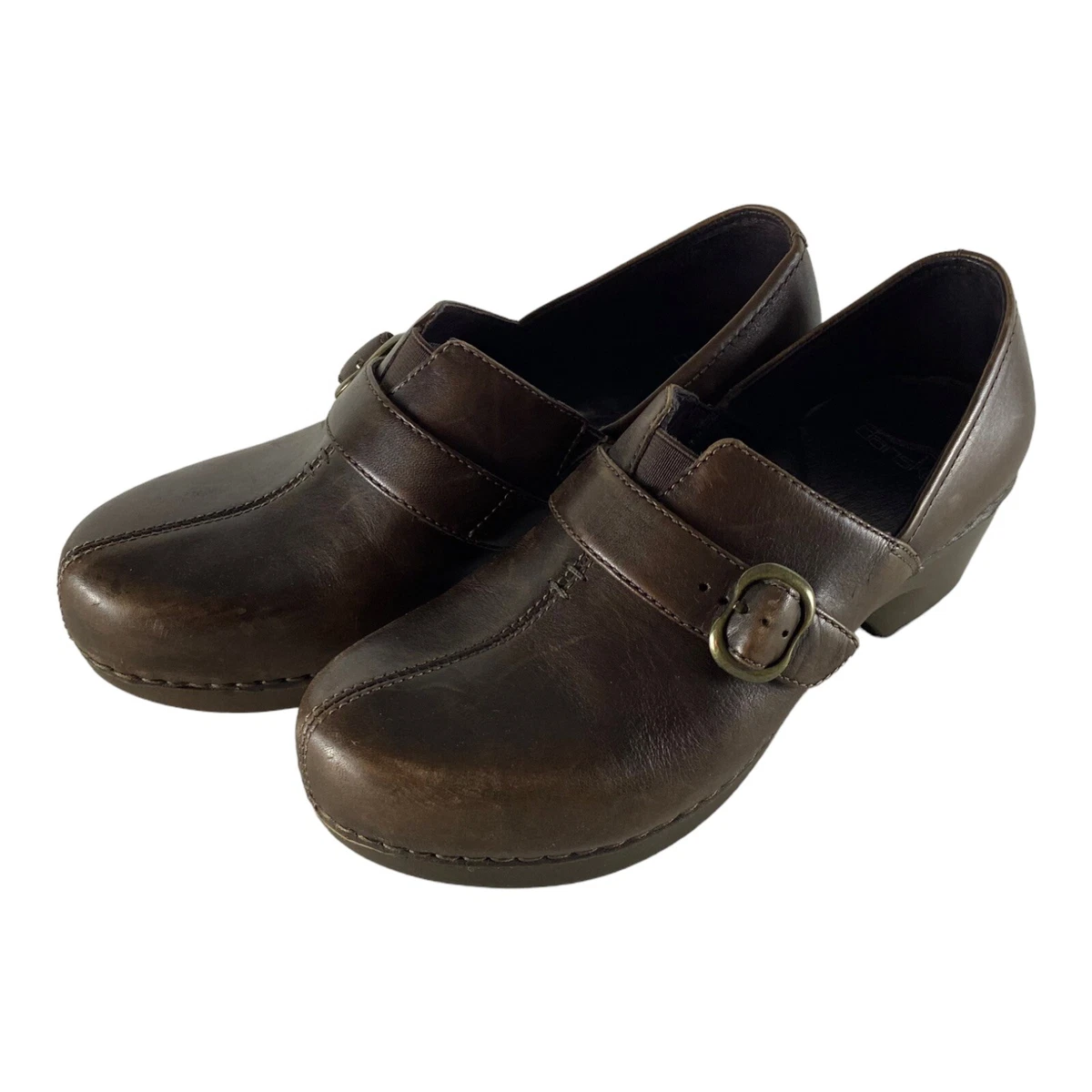 Dansko Tamara Clogs Womens 38 US 7.5 8 Brown Leather Comfort Shoes