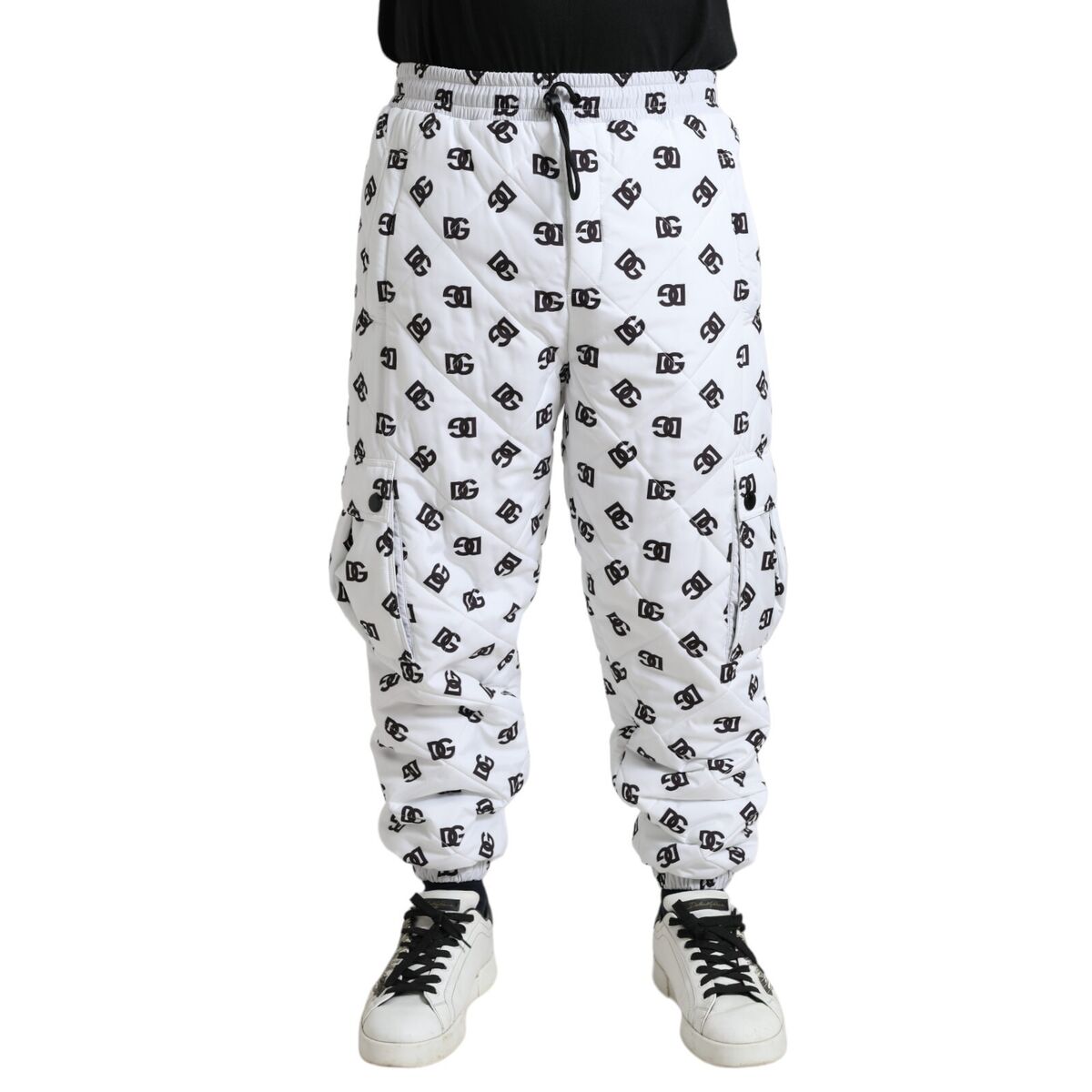 DOLCE & GABBANA Pants White Logo DG Print Men Jogger DOLCE & GABBANA Pants White Logo DG Print Men Jogger