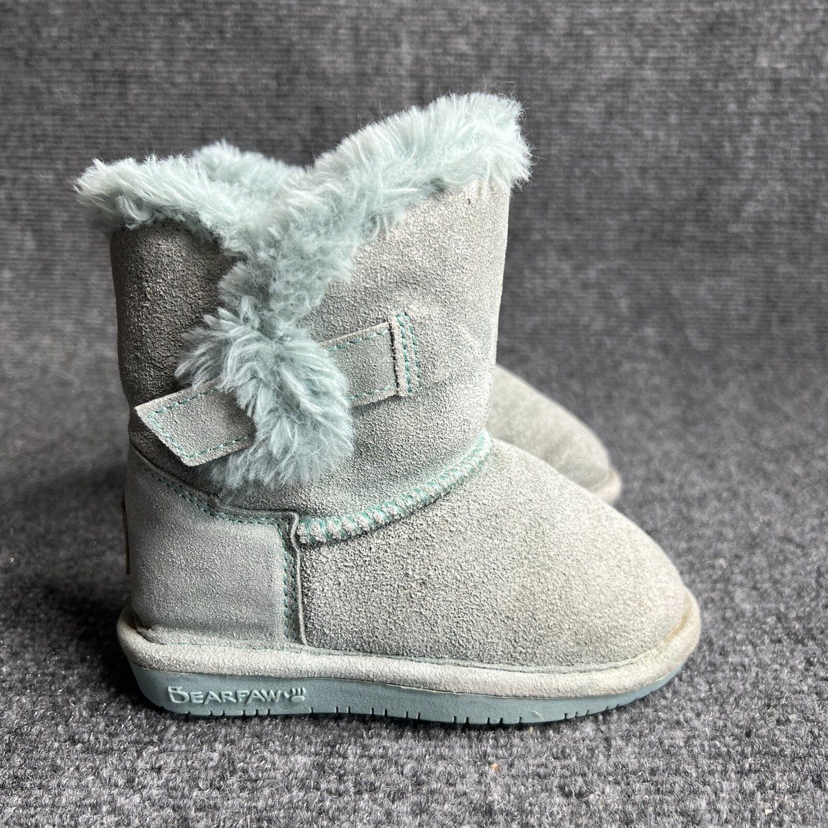 Bearpaw Sheepskin Shearling Boots Toddler Girls Mint Green Suede