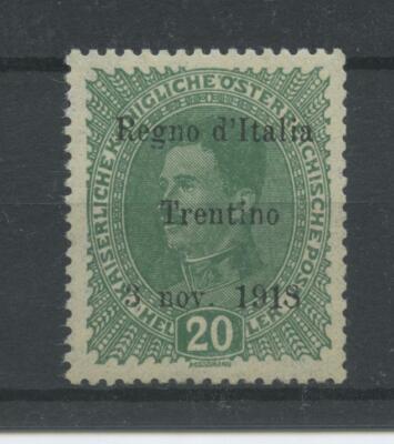OCCUPATIONS TRENTINO 1918 20H LIGHT GREEN 3 * CERT.