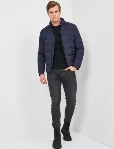 ZARA Man Water Repellent Puffer Jacket 7248/400/401 Navy Interior Hood XXL NWT - Picture 5 of 12