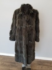 Vintage Dyed Raccoon Fur Coat. Genuine. Real Fur. Full Length. Ladies. Outerwear