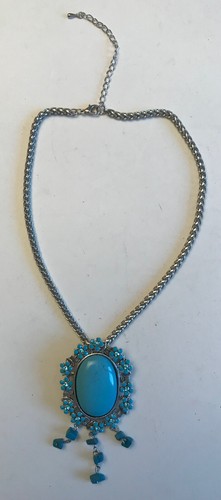 Collier Fantaisie Pierres Verre Chaîne Jaseron - Poids 48 Grammes - Occasion - Modèle W1045