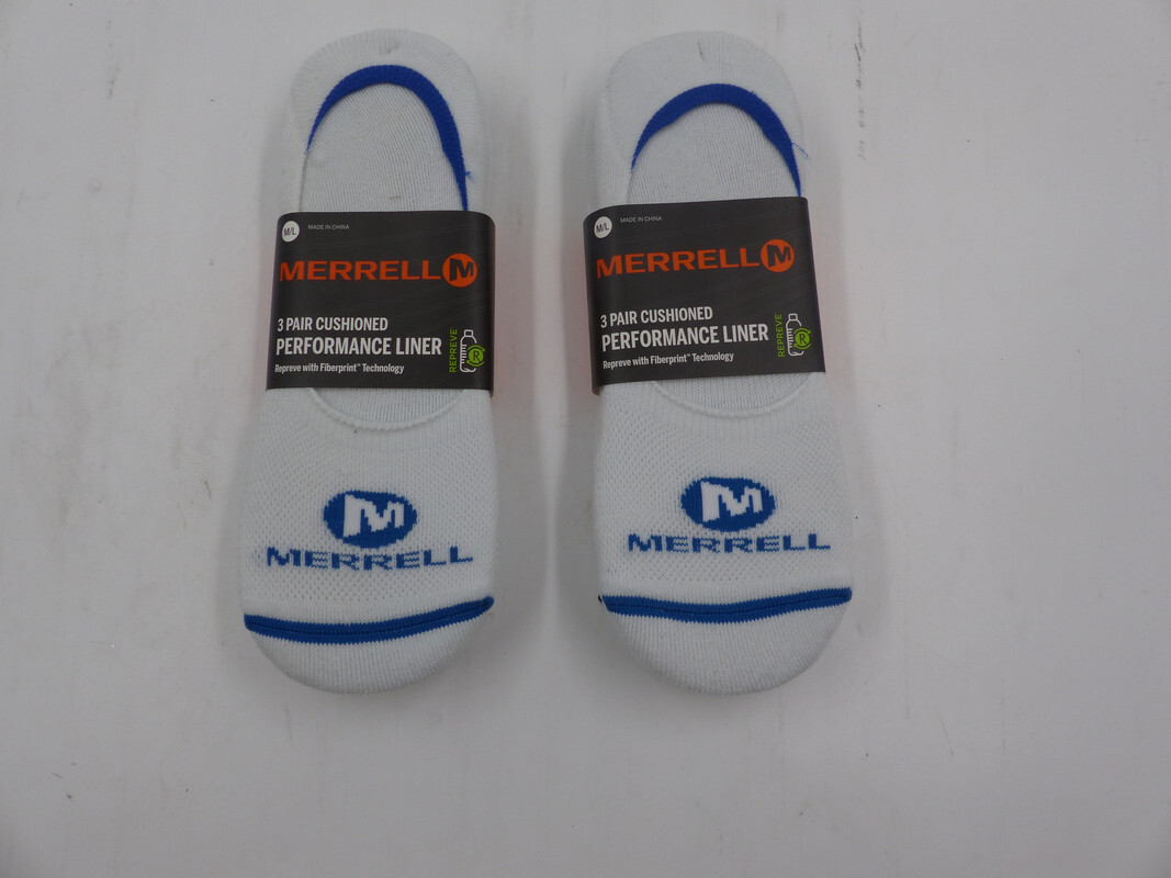MERRELL MEMF17B007 03 CALZE UNISEX BIANCHE PERFORMANCE LINER LOTTO DI 2 TAGLIA M L