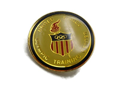 Vintage US Olympic Training Center Pin Lapel Pinback Gold Tone Enamel USA Shield