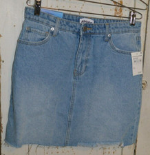 NWT JUNIOR'S NORDSTROM RACK ABOUND LIGHT DENIM DISTRESSED JEAN SKIRT 29"
