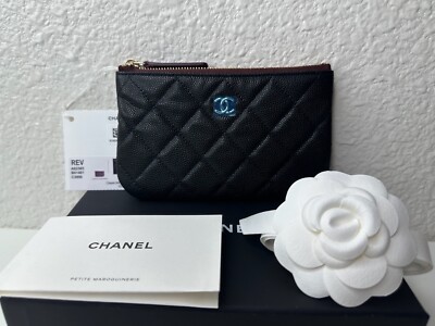 NWT Chanel Classic O-Case Mini Pouch Coin Wallet Black Caviar with