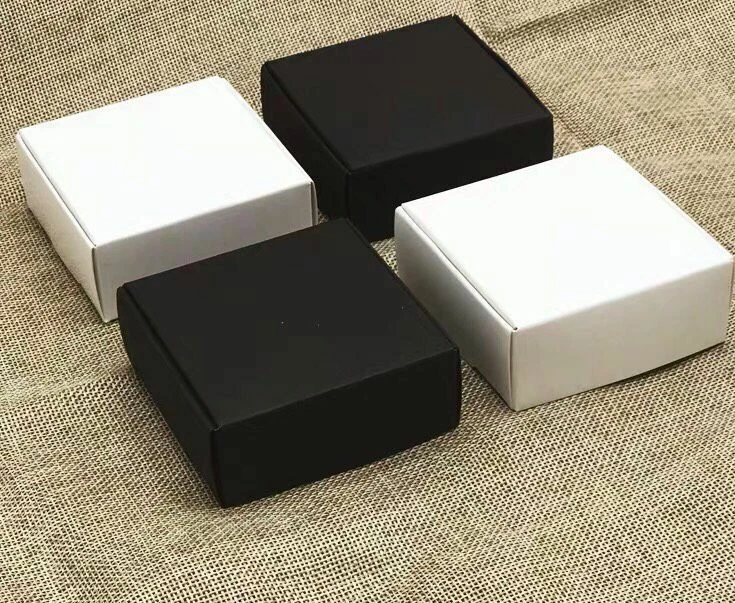 1000x Black White Kraft Paper Box Handmade Soap Product Packaging 7.5x7.5x4.5cm - Image 3 of 4