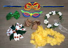 girls PRETEND PLAY LOT HEADBANDS BOWS FLOWER LEI MASK CUTE ONE SIZE FITS MOST