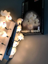 Halloween Two Sided Ghost String Lights Ghost on One side Skeleton on Other