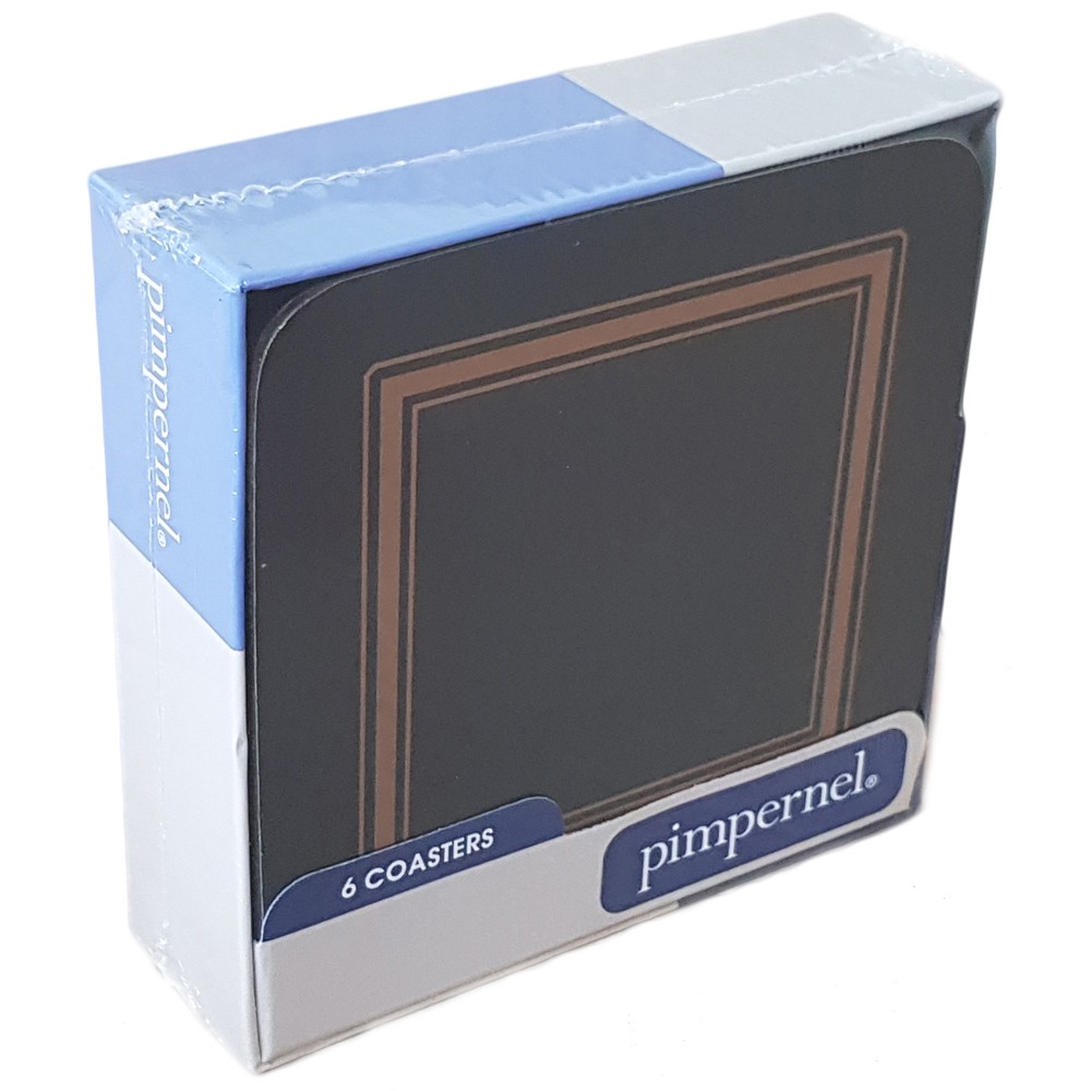 Pimpernel Coasters Black Classic Set of 6 Cork Backed 10x10cm Heat Resistant - Image 2