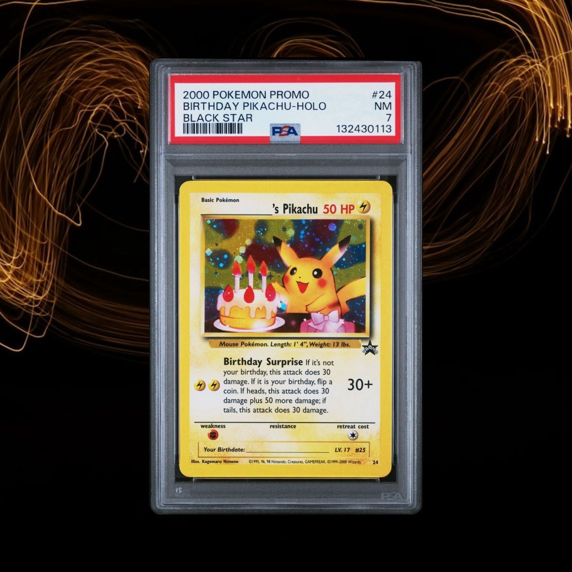 2000 POKEMON PROMO BLACK STAR #24 BIRTHDAY PIKACHU-HOLO PSA 7 📈Fresh Grade