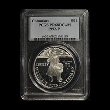 1992-P Columbus Proof Commemorative Silver Dollar PCGS PR68DCAM