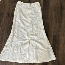 Vintage Escada Skirt Off White Linen And Silk A-Line Button Front Maxi Size 34
