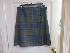 Vintage Ralph Lauren Sport Wool Blue Green Red Tartan Pleated Skirt - NOS Size 8