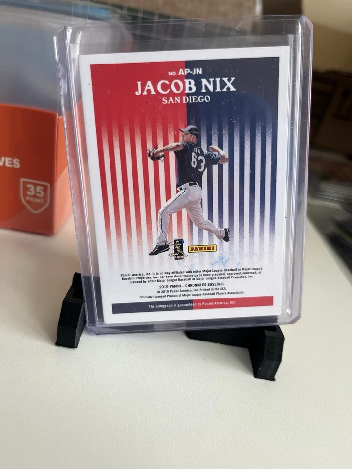 2019 Panini Chronicles - America's Pastime Jacob Nix #AP-JN Gold 01/25 (AU, RC) - Image 2 of 2