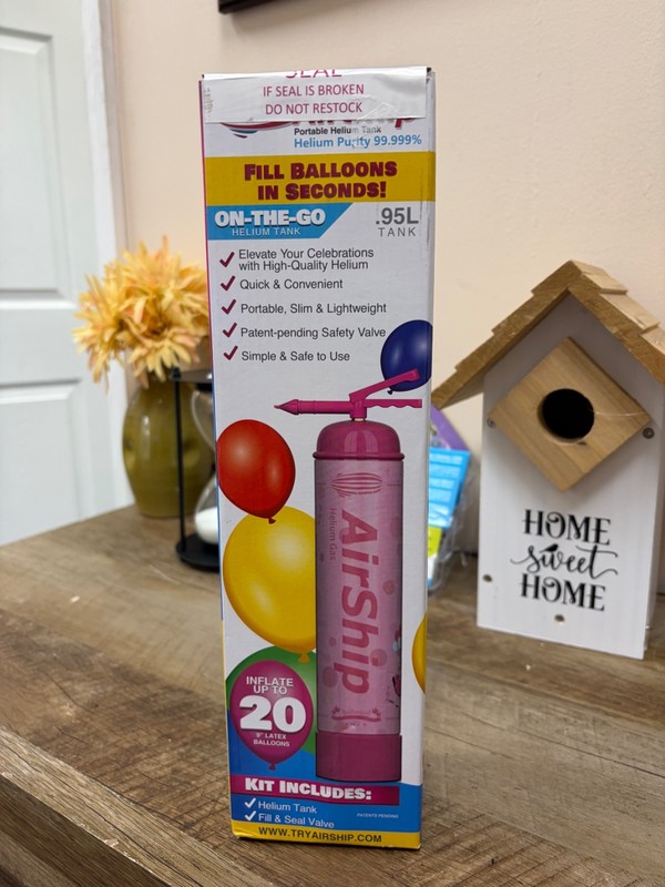AirShip Portable Helium Tank 0.95 Liters of Helium for 20 -- 9" Latex Balloons