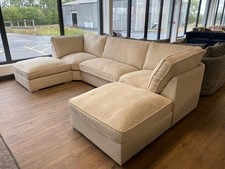 Boucle U Shape Sofa With Foot Stools For Sale