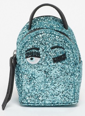 Chiara Ferragni Mini Glitter Crossbody Bag Blue Wink Eye NWT Adjustable Strap
