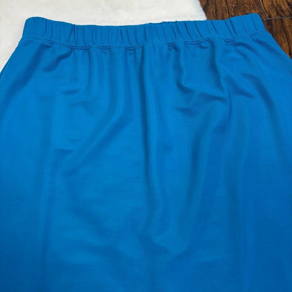 Falda de punto líquido Susan Graver grande azul cintura elástica elástica elástica para mujer Foto 2 de 4