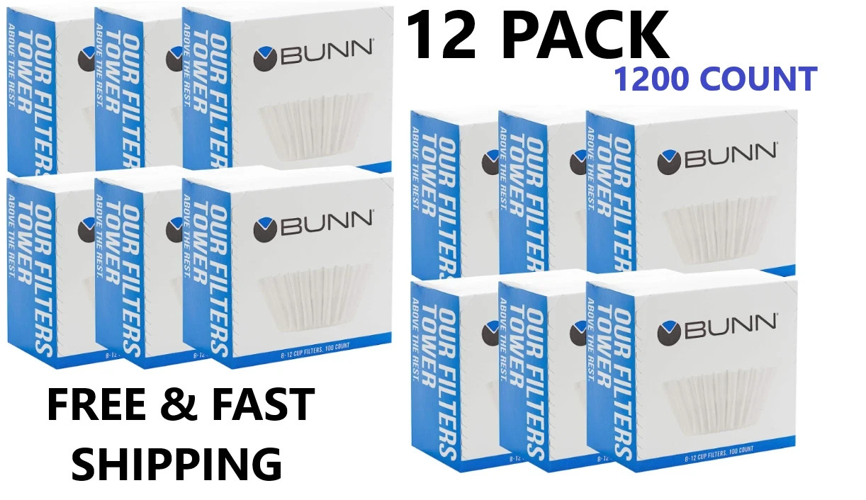 BOX DAMAGED - BUNN 8-12 Cup Coffee Filters 12 PACK (1200 COUNT)