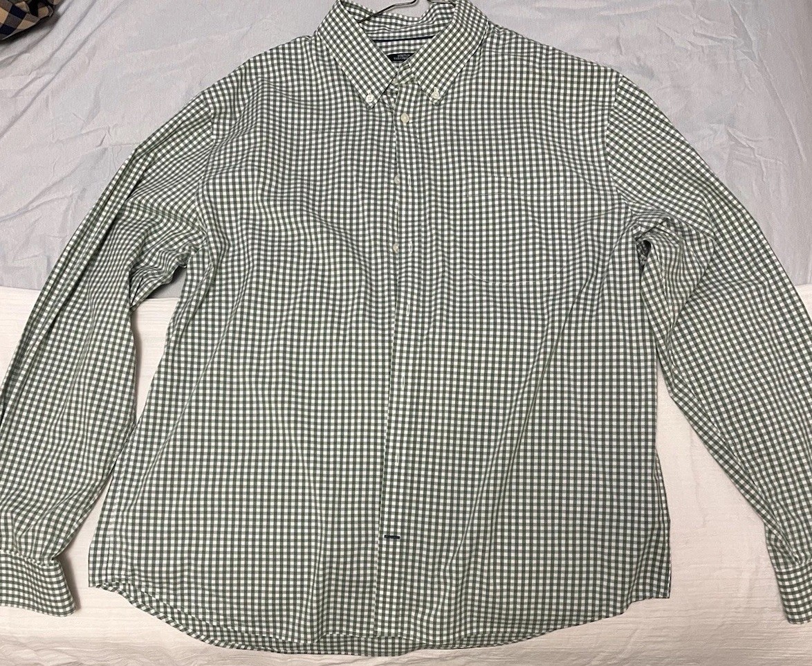 Jos. A. Bank 1905 Men's Long Sleeve Shirt Green Plaid, Button-Up,