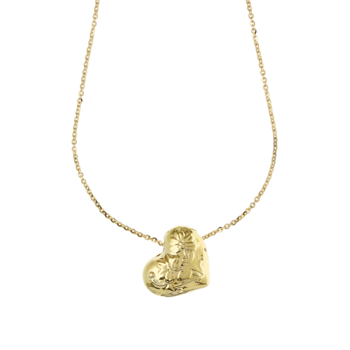 Halskette Herz mit Blumen Gelbgold 18k - Bild 1 von 2