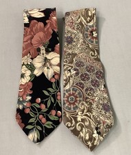 Lot 2 Red Mickey Mouse Ties Paisley Made in USA Flowers Tiny Mickey Heads
