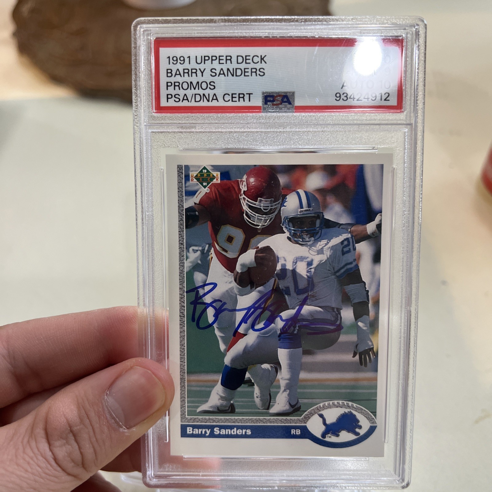 1991 UPPER DECK PROMO BARRY SANDERS #500  MINT PSA 9 AUTO DNA PSA 10  POP ONLY 2 view 3