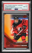 2022 Upper Deck Team Canada Juniors Electric Orange 7/75 Connor Bedard PSA 8 rf2