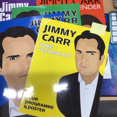 Jimmy Carr 5 Tour Programmes Set with Posters ( 3 signed programmes, 2 unsigned)