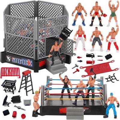 ToyVelt Ring Playset with 32-Piece 2'' Wrestling Action Figures for Boys 8-12 ...