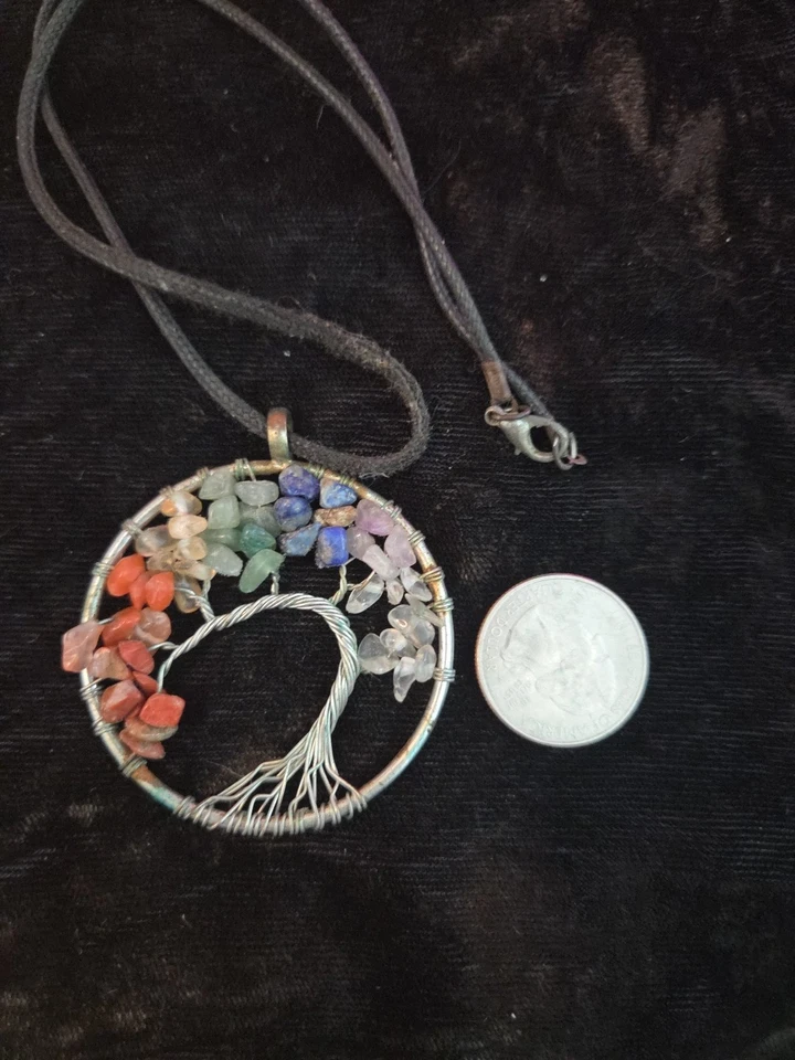 Collar Colgante Árbol de la Vida 7 Chakras Piedras Preciosas Naturales Cristal Piedra Curación Foto 4 de 4